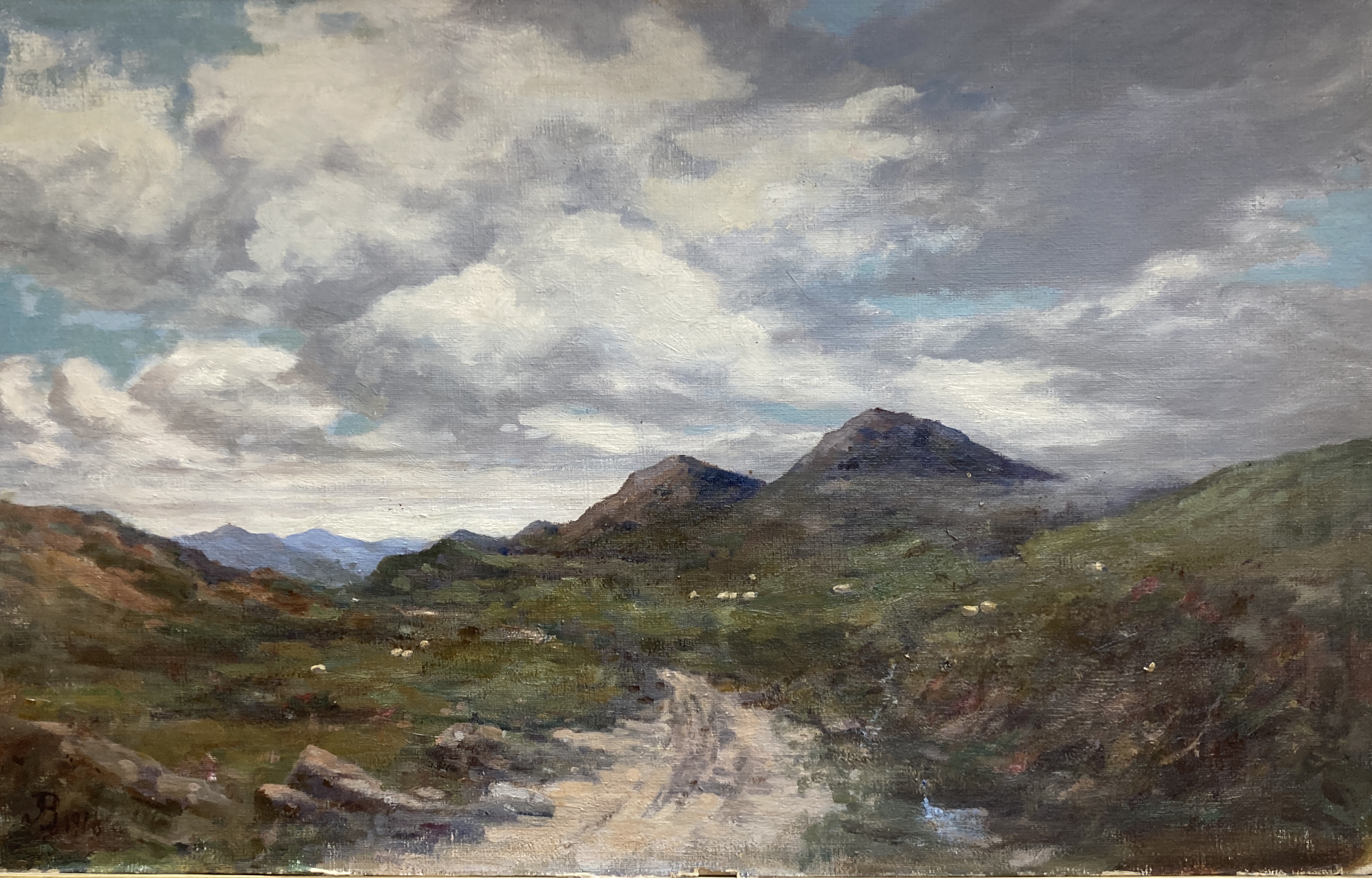 After John Ballantyne RSA (1815-1897), oil on canvas, On The Ten Hands, monogrammed and dated 1916, 39 x 62cm